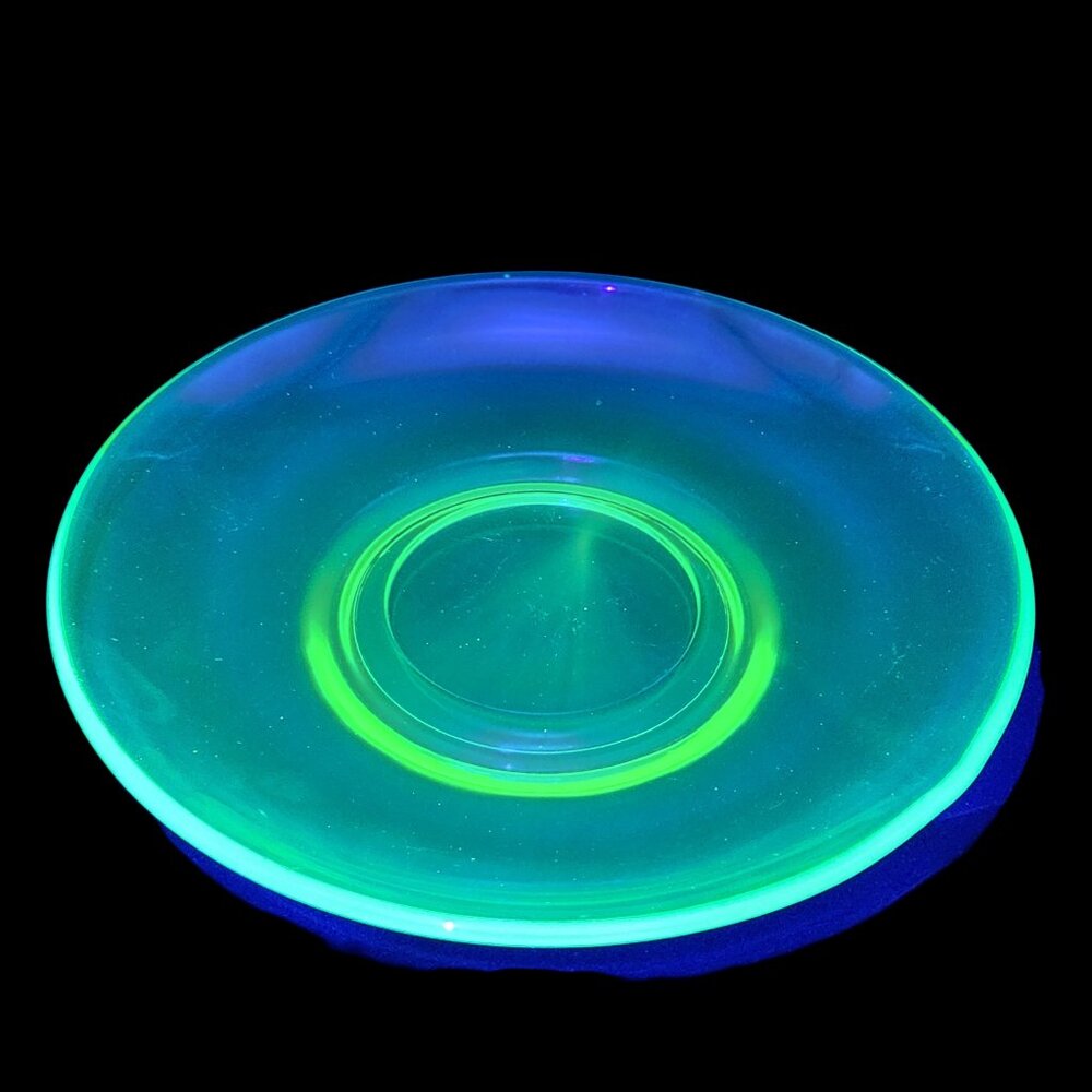 Vintage Uranium Depression Glass Green Collectible Saucer